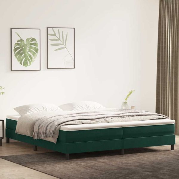 Box Spring Легло без матрак Тъмнозелено 200x210 cm Кадифе