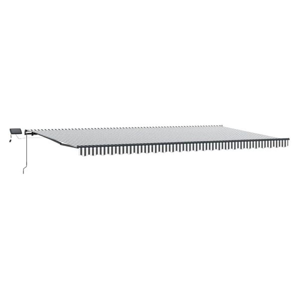 Ръчно прибираща се тента с LED, антрацит и бял, 600x300 см