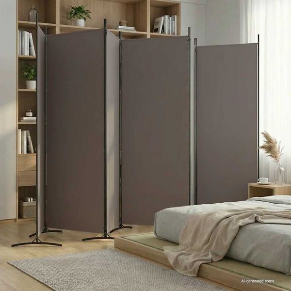 Параван за стая, 6 панела, антрацит, 520x180 cм, текстил
