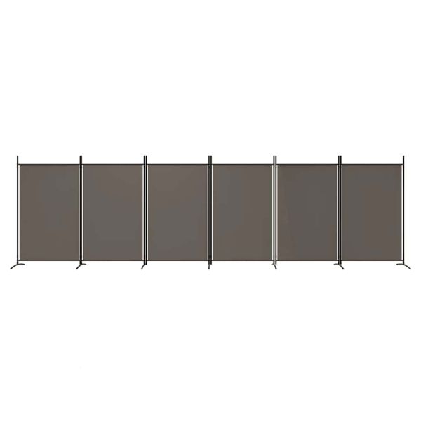 Параван за стая, 6 панела, антрацит, 520x180 cм, текстил