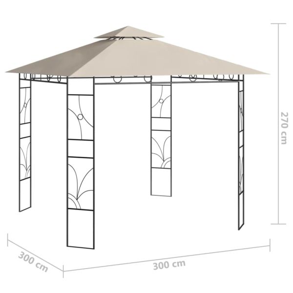 Беседка, 3x3x2,7 м, кремава, 160 г/м²