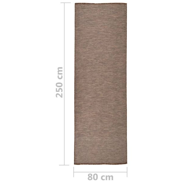 Градински плоскотъкан килим, 80x250 см, кафяв