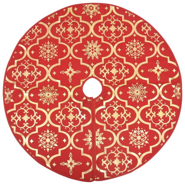 Луксозна коледна пола с чорап, червена, 122 см, плат
