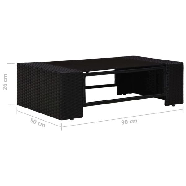 Градински комплект, 5 части, полиратан, черен