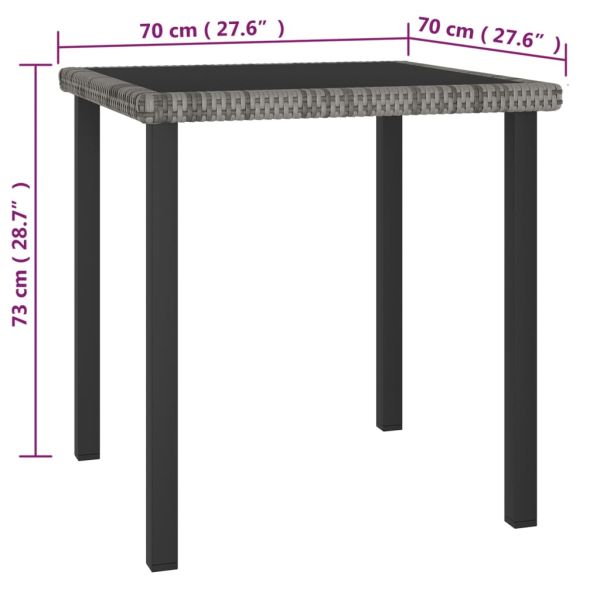 Градински трапезен комплект от 3 части, полиратан, сив