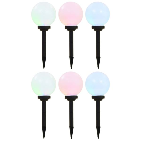 Външни соларни лампи 6 бр LED сферични 20 см RGB
