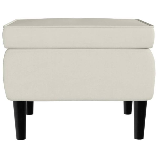 Фотьойл Wingback с табуретка, кремав, кадифе