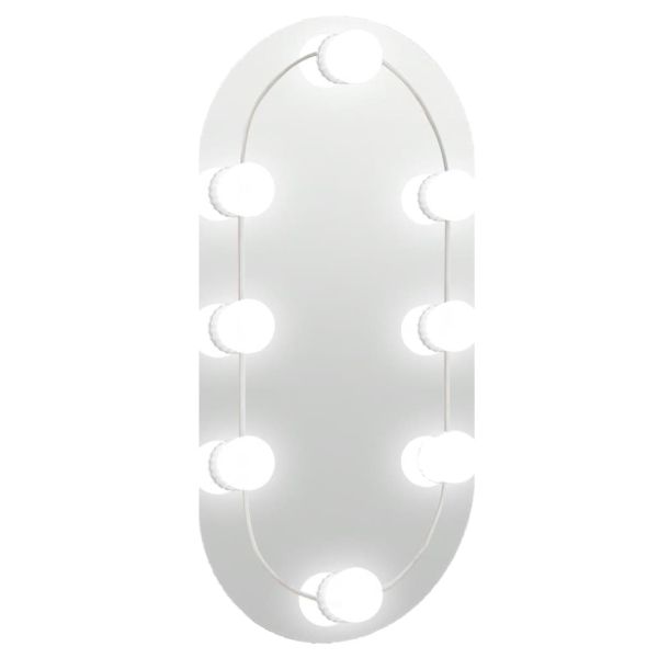 Огледало с LED лампи, 40x20 см, овално, стъкло