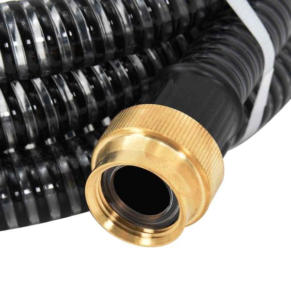 Смукателен маркуч с месингови съединители черен 1,1" 25 м PVC