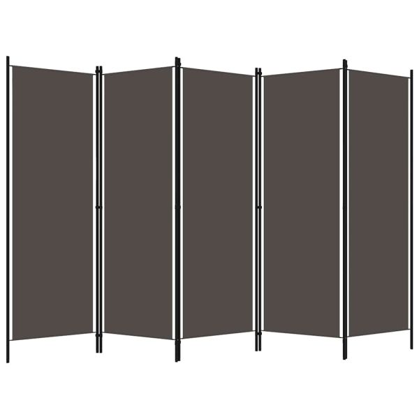 Параван за стая, 5 панела, антрацит, 250x180 см