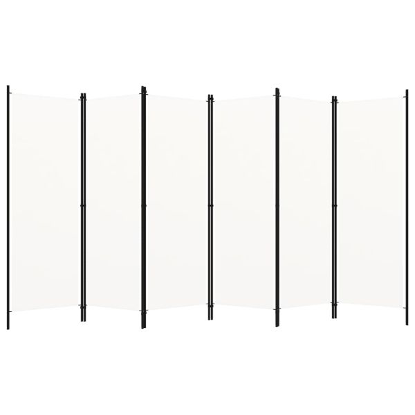 Параван за стая, 6 панела, бял, 300x180 cм