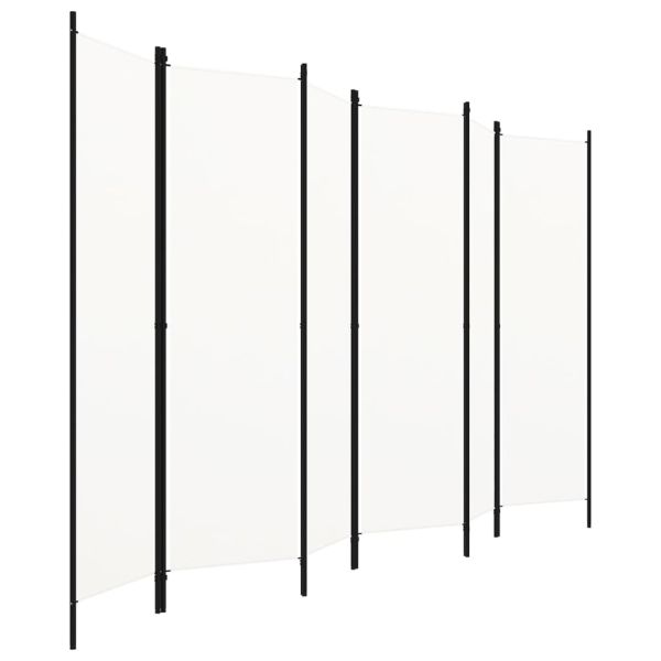 Параван за стая, 6 панела, бял, 300x180 cм