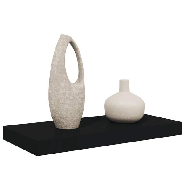 Окачен стенен рафт, черен, 50x23,5x3,8 см, МДФ
