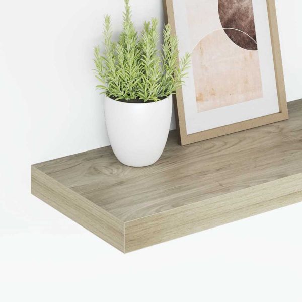 Окачен стенен рафт, дъб, 60x23,5x3,8 см, МДФ