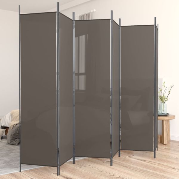 Параван за стая, 6 панела, антрацит, 300x220 cм, текстил