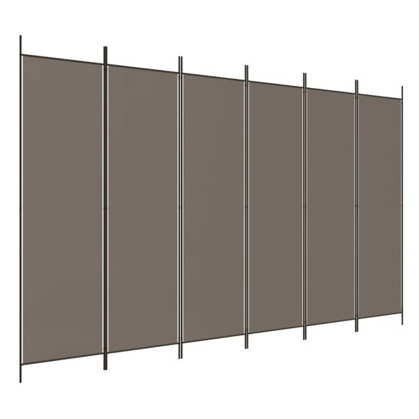 Параван за стая, 6 панела, антрацит, 300x220 cм, текстил