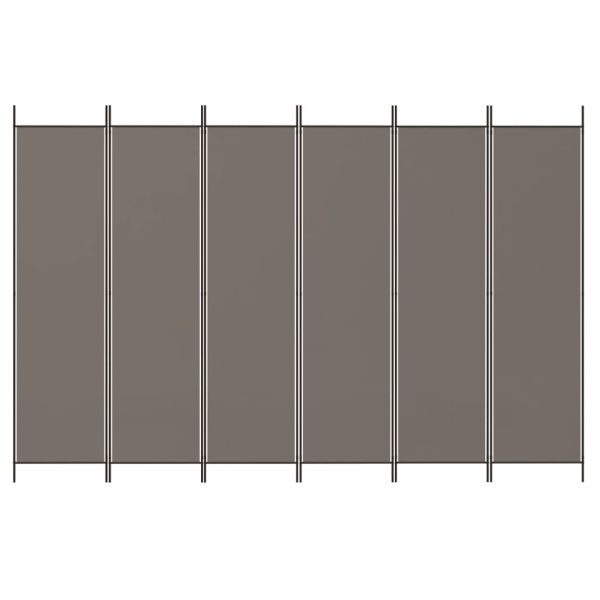 Параван за стая, 6 панела, антрацит, 300x220 cм, текстил