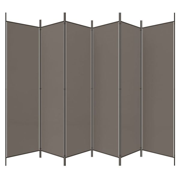 Параван за стая, 6 панела, антрацит, 300x220 cм, текстил