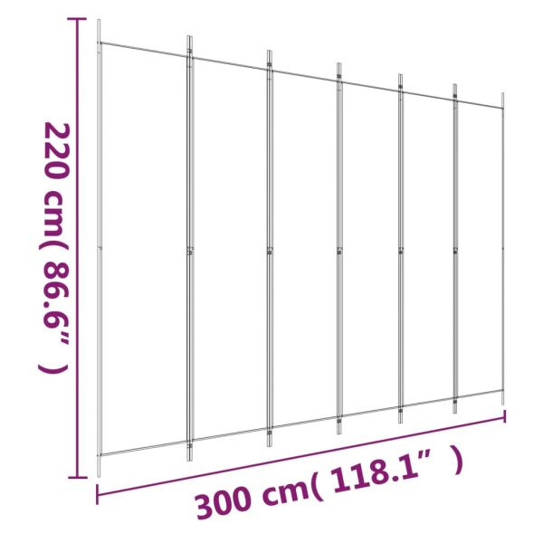 Параван за стая, 6 панела, антрацит, 300x220 cм, текстил