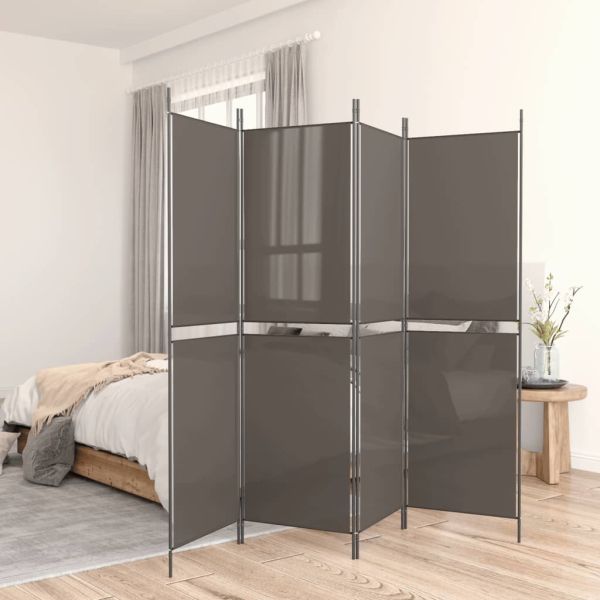 Параван за стая, 5 панела, антрацит, 250x200 cм, текстил