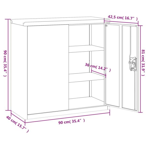 Шкаф за папки черен 90x40x90 см стомана