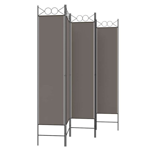 Параван за стая, 5 панела, антрацит, 200x220 cм, текстил