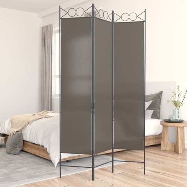 Параван за стая, 3 панела, антрацит, 120x220 cм, текстил