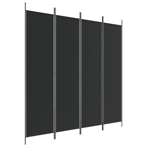 Параван за стая, 4 панела, черен, 200x200 cм, плат
