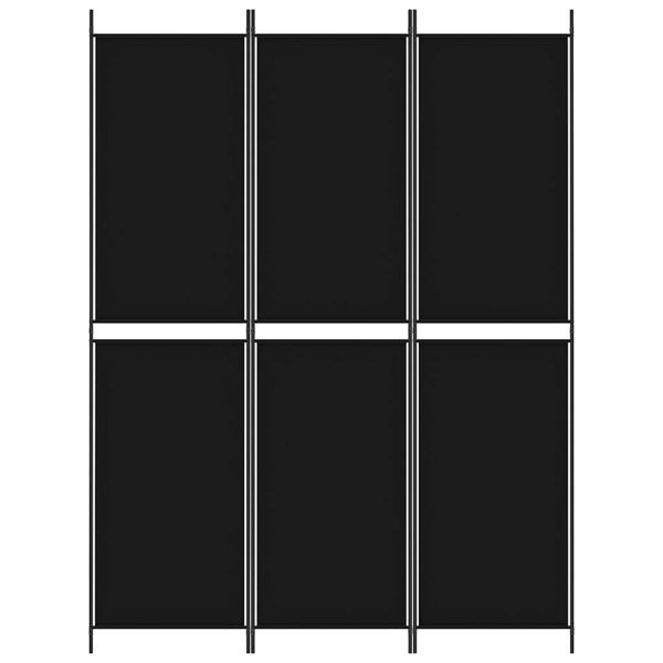 Параван за стая, 3 панела, черен, 150x200 см, плат