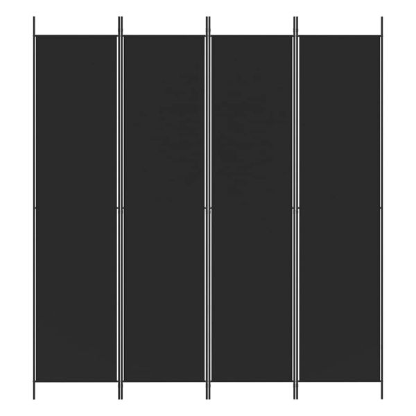 Параван за стая, 4 панела, черен, 200x220 cм, плат