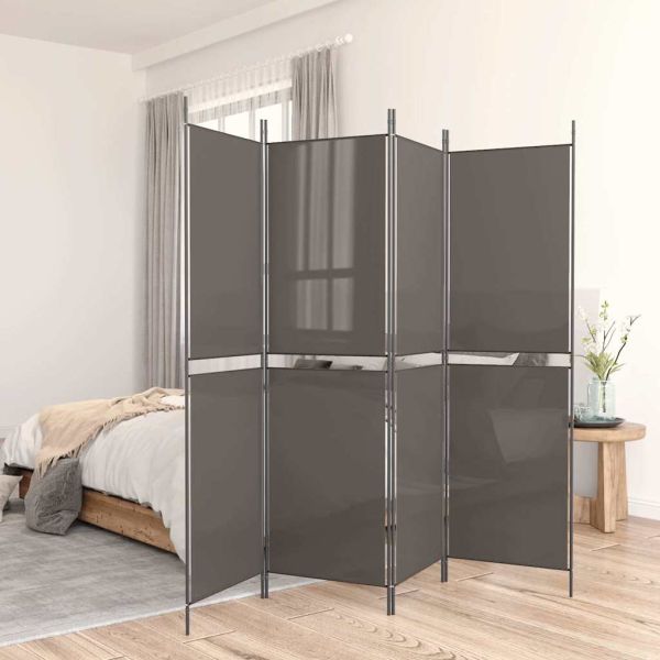 Параван за стая, 5 панела, антрацит, 250x180 cм, текстил