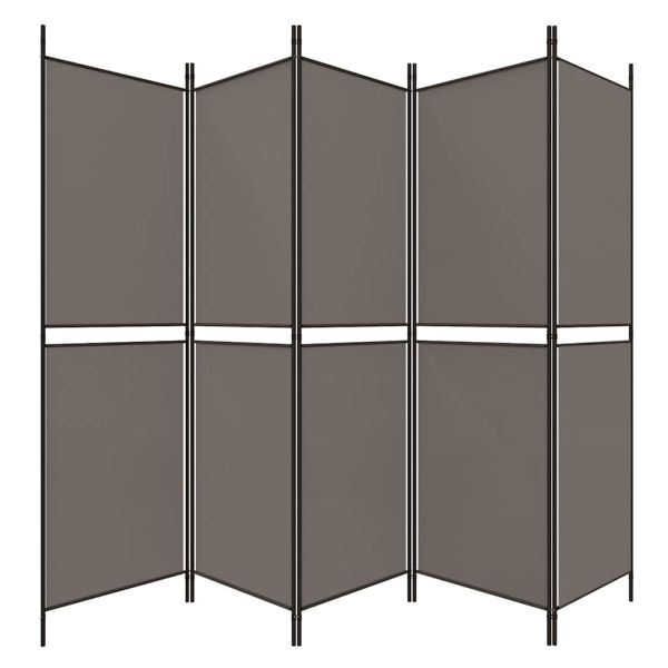 Параван за стая, 5 панела, антрацит, 250x180 cм, текстил