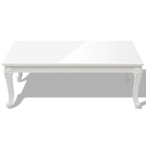 Маса за кафе, 115x65x42 cм, силен гланц, бяла