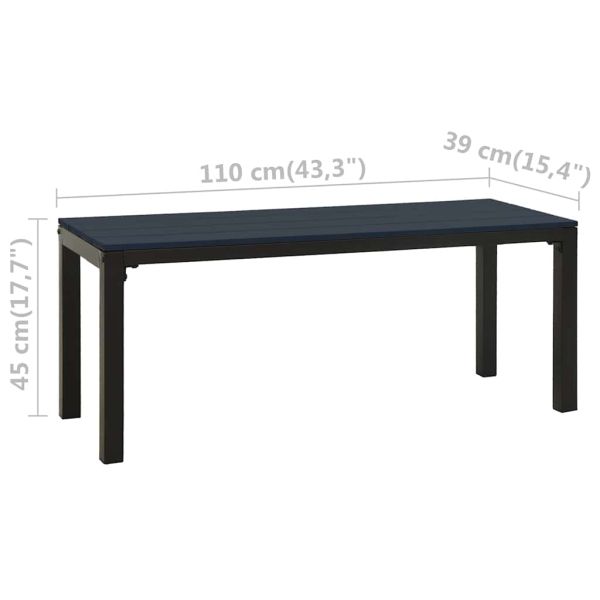 Градинска пейка, 110 см, стомана и WPC, черна