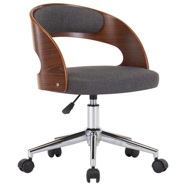 Въртящ се трапезен стол, сив, извито дърво и текстил