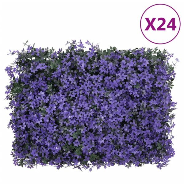  Ограда от изкуствени листа 24 бр лилаво 40x60 см