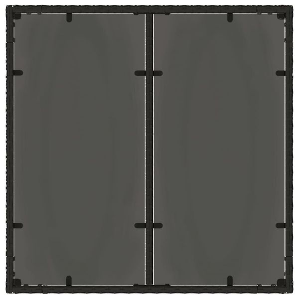Градинска маса със стъклен плот, черна, 90x90x75 см, полиратан