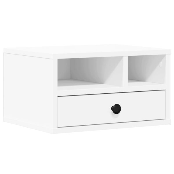 Стойка за принтер, бяла, 40x32x22,5 см, инженерно дърво