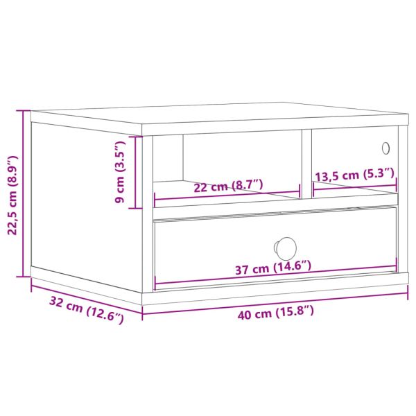 Стойка за принтер, бяла, 40x32x22,5 см, инженерно дърво