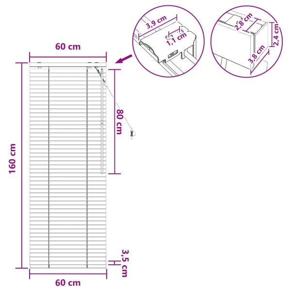 Венецианска щора Черно 60 x 160 см 35 mm