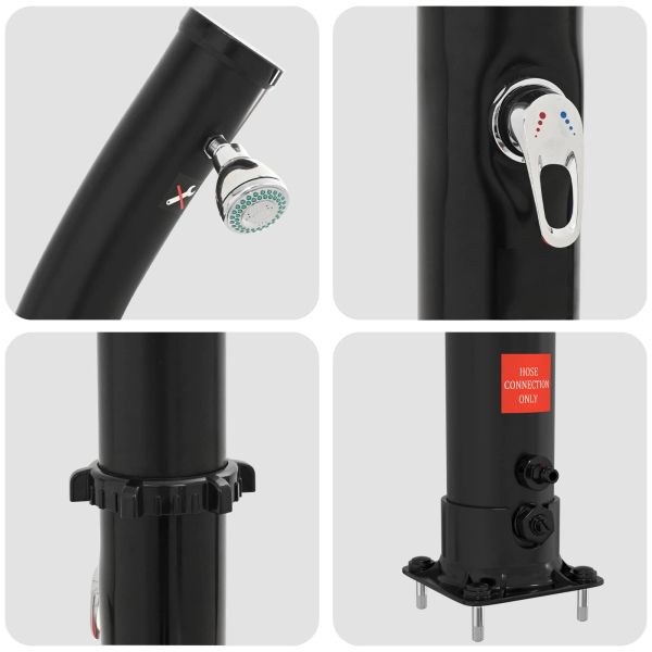 Слънчев душ с душ глава 20 l PVC, ABS, Цинкова сплав Черно