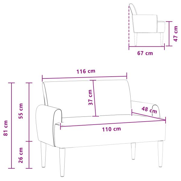 Двуместен диван с копчета Синьо 116 x 67 x 81 см