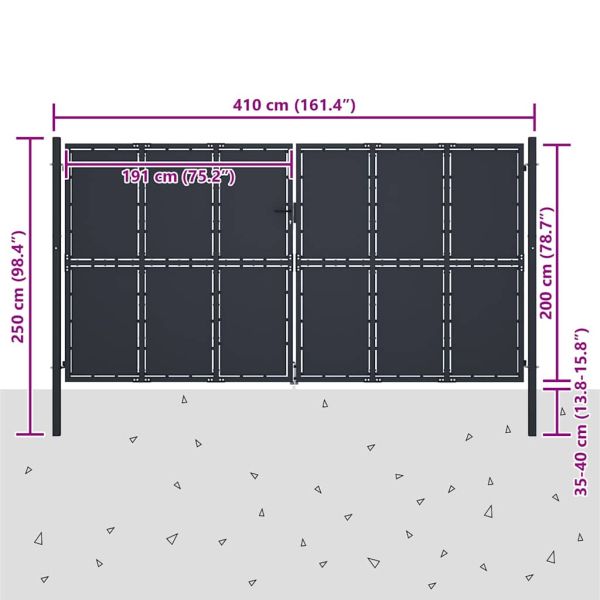 Градинска порта от стомана 400x200 см, антрацит