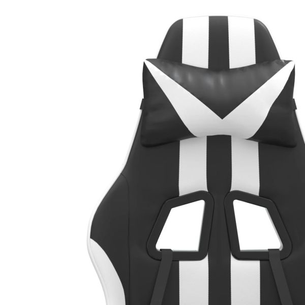 Гейминг стол, черно и бяло, изкуствена кожа