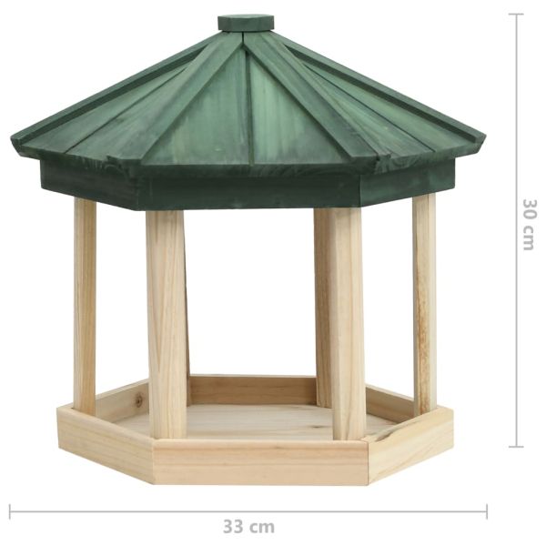Хранилка за птици, осмоъгълна, чам масив, 33x30 см