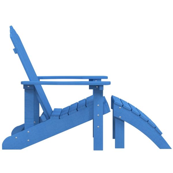 Градински стол Adirondack с табуретка, HDPE, аква синьо