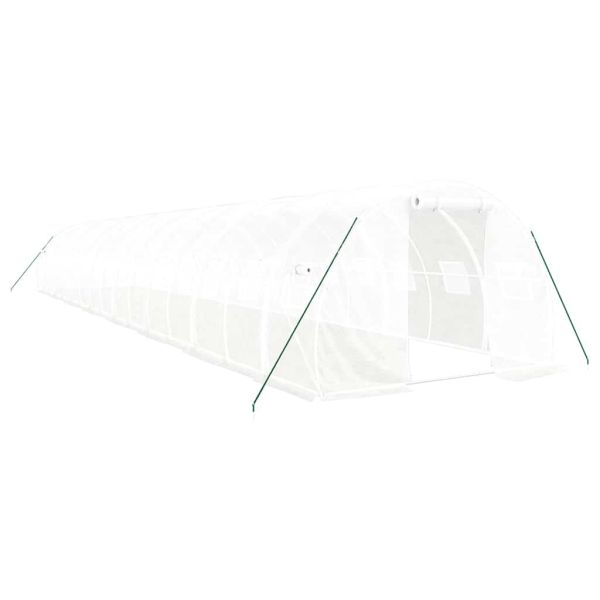 Оранжерия със стоманена рамка бяла 48 м² 16x3x2 м