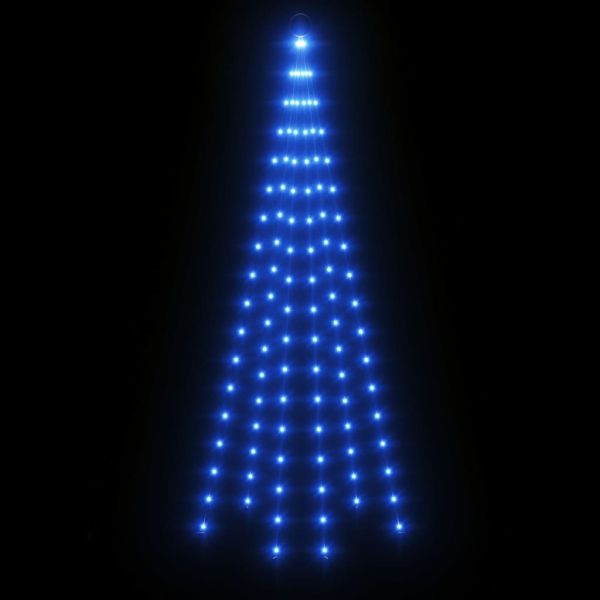 Коледна елха на флагщок, синьо, 108 LED, 180 см