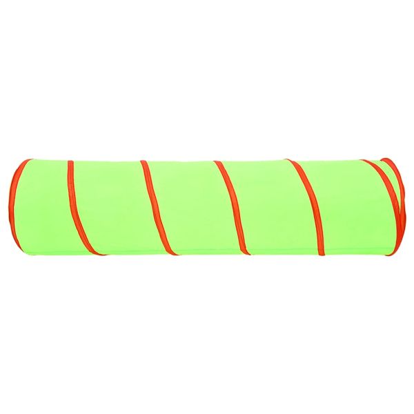 Детски тунел за игра с 250 топки, зелен, 175 см, полиестер