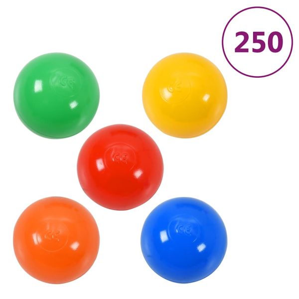 Детски тунел за игра с 250 топки, зелен, 175 см, полиестер